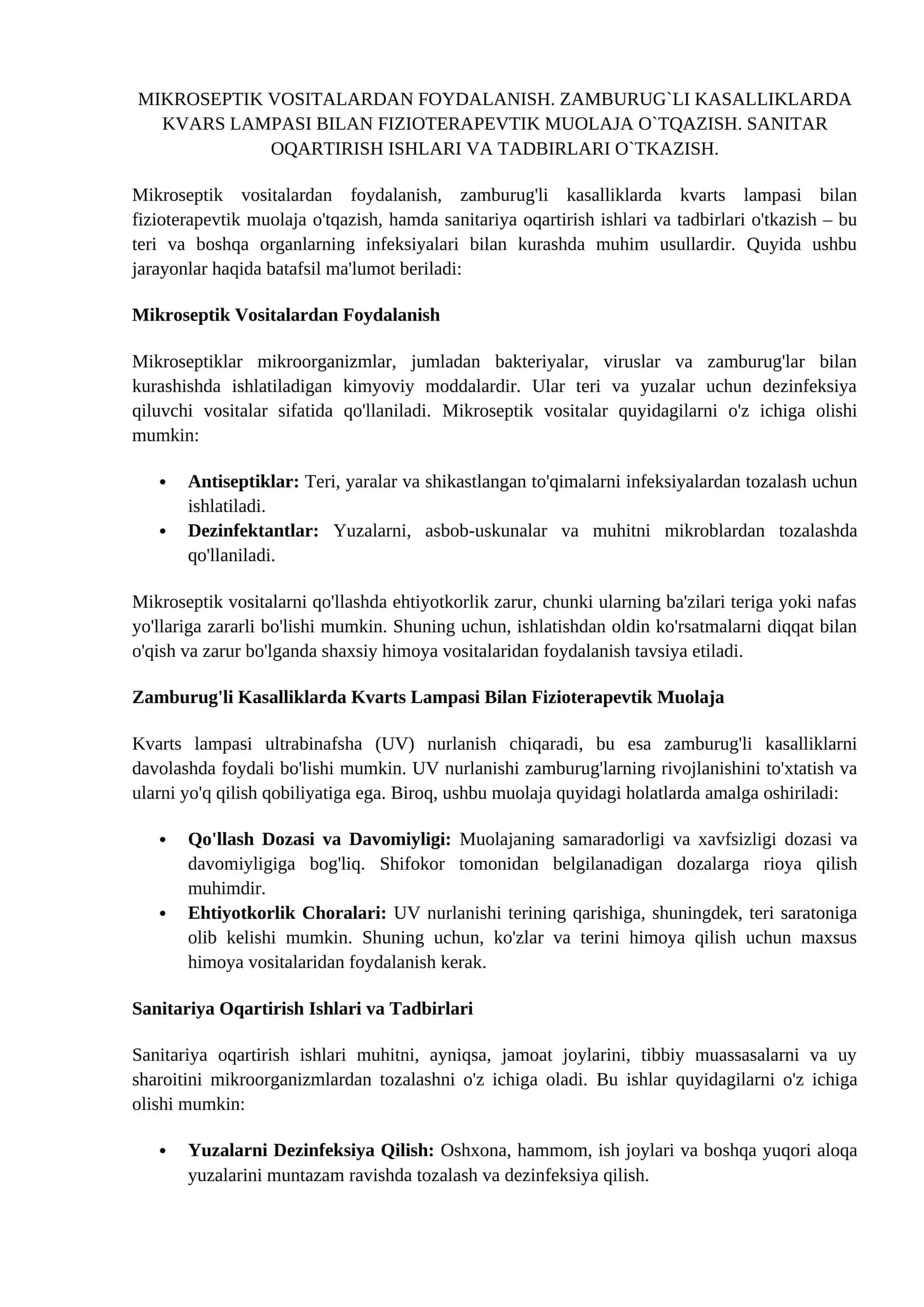 Mikroseptik Vositalardan Foydalanish 1