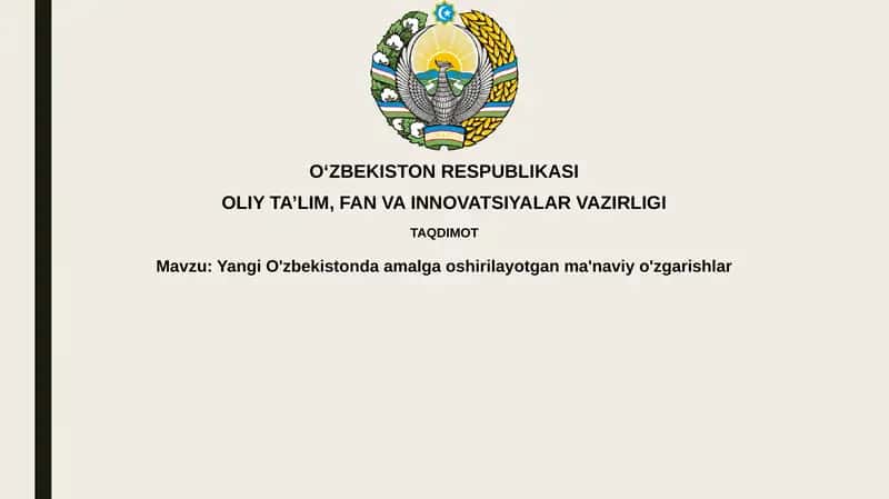 Yangi O'zbekistonda amalga oshirilayotgan ma'naviy ozgarishlar 1