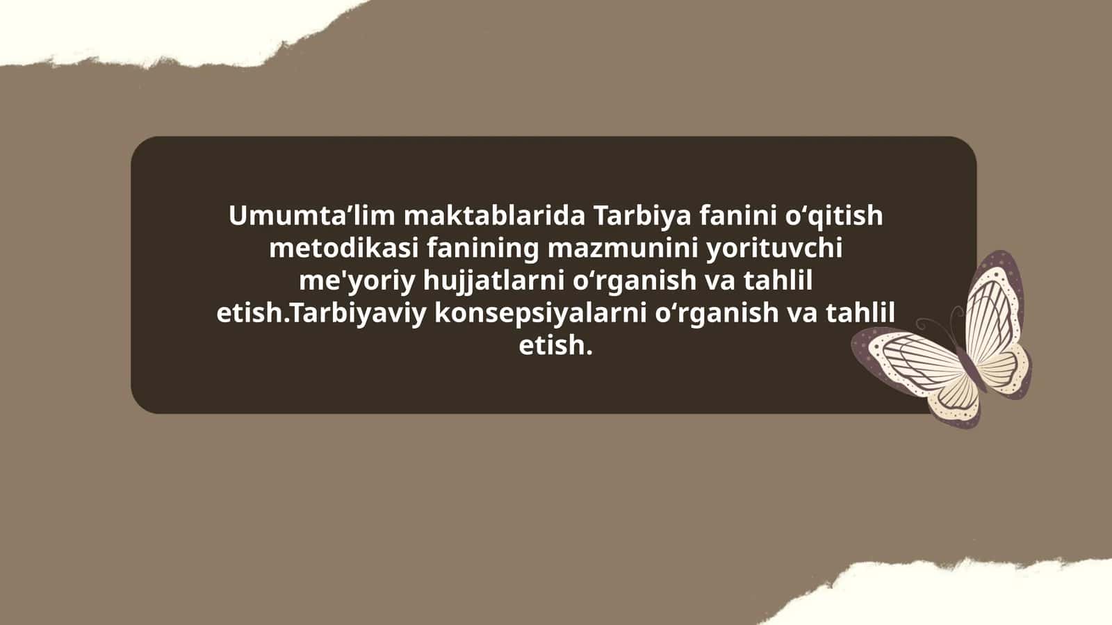 Tarbiya fanini oʻqitish metodikasi 1