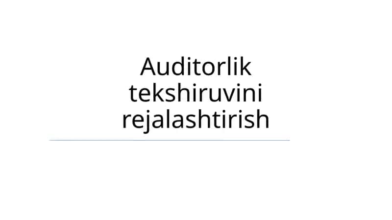 Auditorlik tekshiruvini rejalashtirish 1