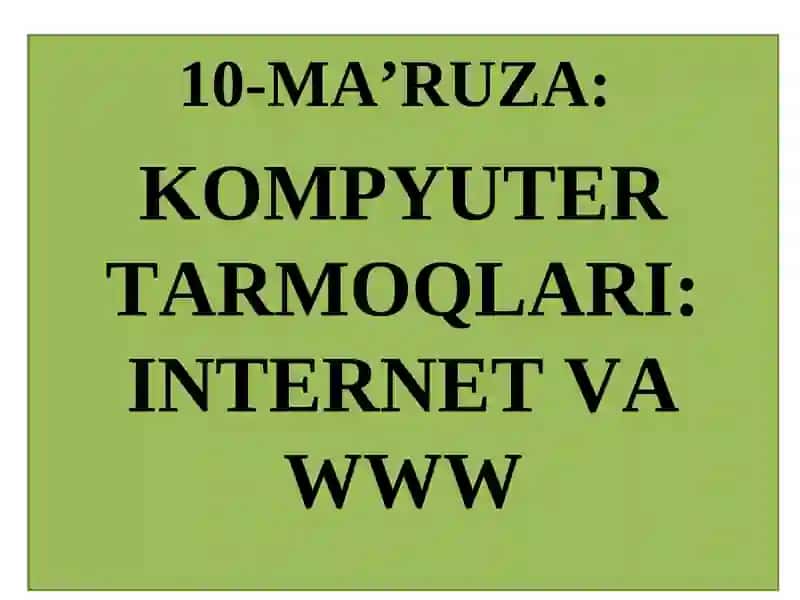 INTERNET TARMOQLARI