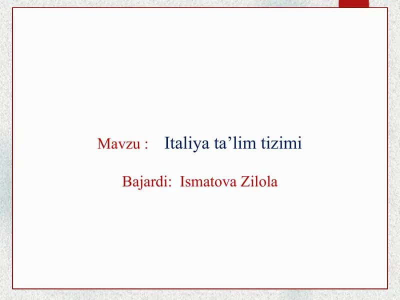 Italiya ta’lim tizimi 1