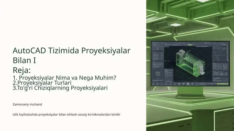 AutoCAD Tizimida Proyeksiyalar Bilan I 1