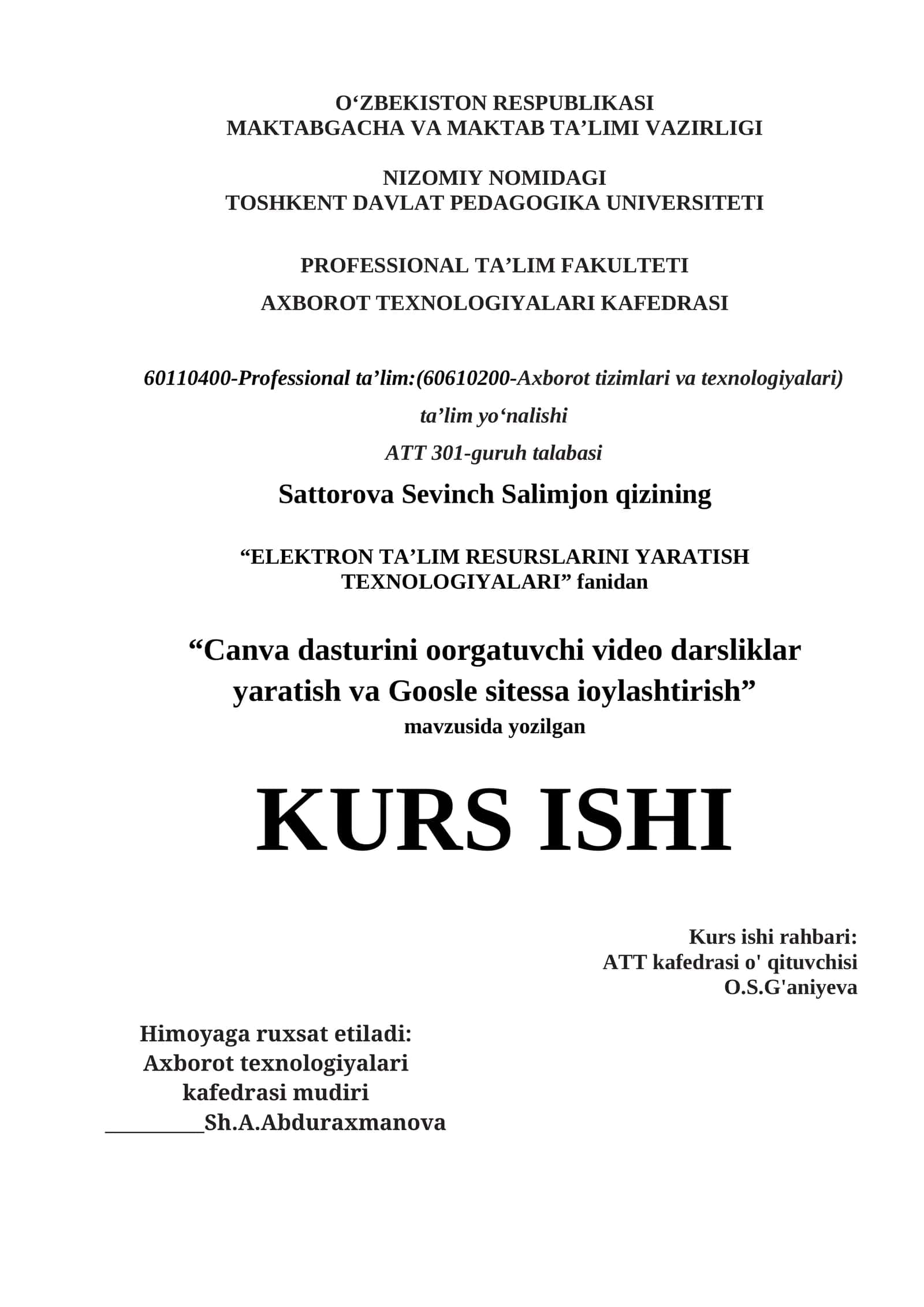 CANVA DASTURINI OʻRGATUVCHI VIDEO DARSLIKLAR YAR 1