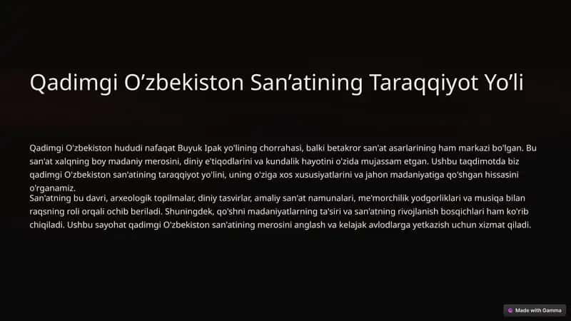 Qadimgi O’zbekiston San’atining Taraqqiyot Yo’li 1