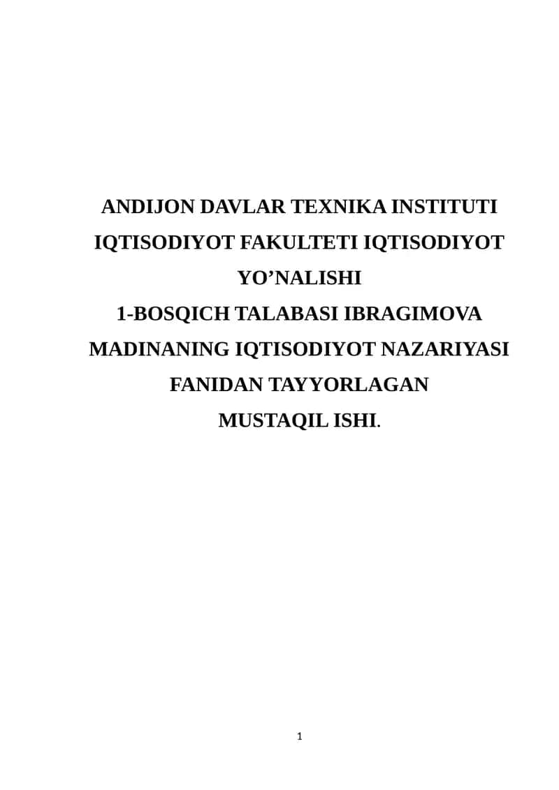 Aholi daromadlarining mazmuni, turlari va shakillanish manbalari 1