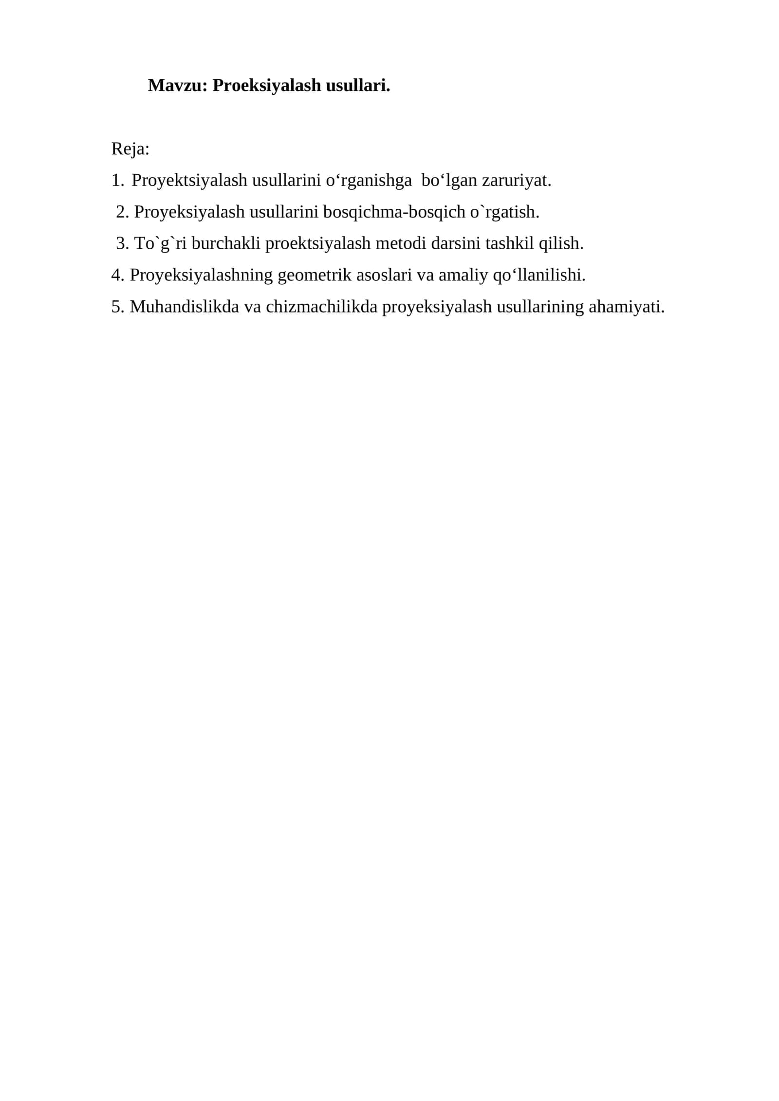 Proeksiyalash usullari 1