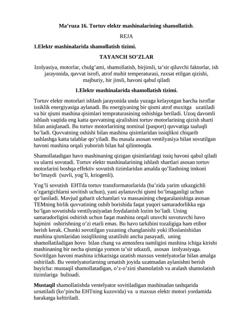 Tоrtuv elеktr mаshinаlаri ishlаsh 1