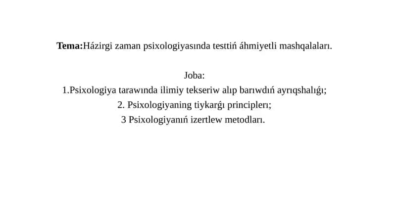 Ózbetinshe Házirgi zaman psixologiyasında testtiń áhmiyetli mashqalaları 1