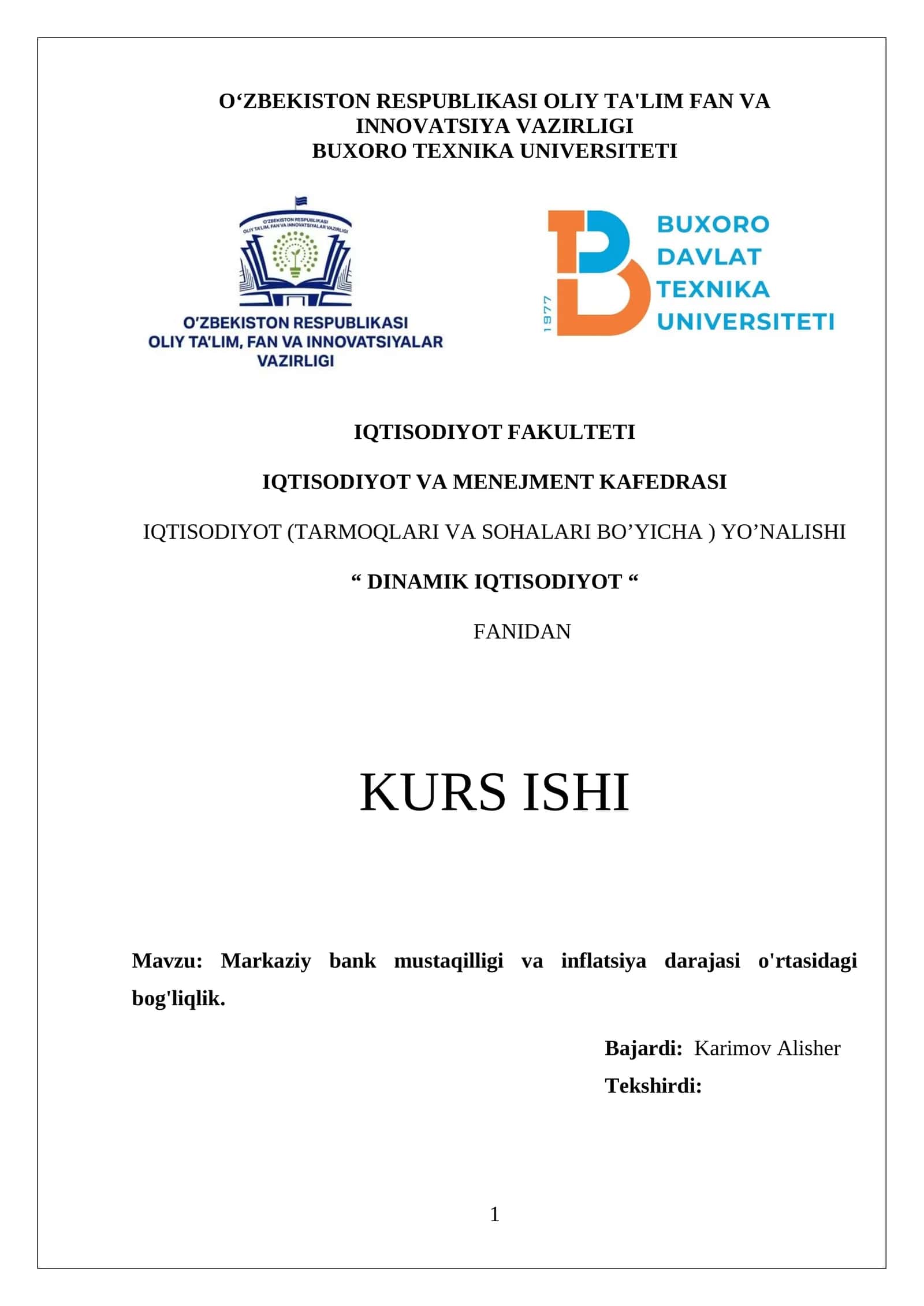 Dinamik iqtisodiyot 1