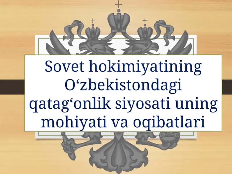 Sovethokimiyatining O‘zbekistondagi qatag‘onlik siyosati 1