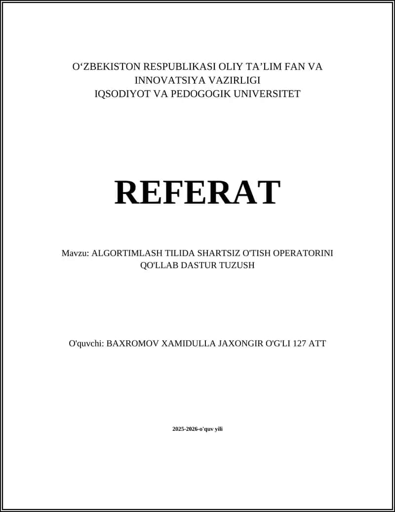 SHARTSIZ O'TISH OPERATORI 1