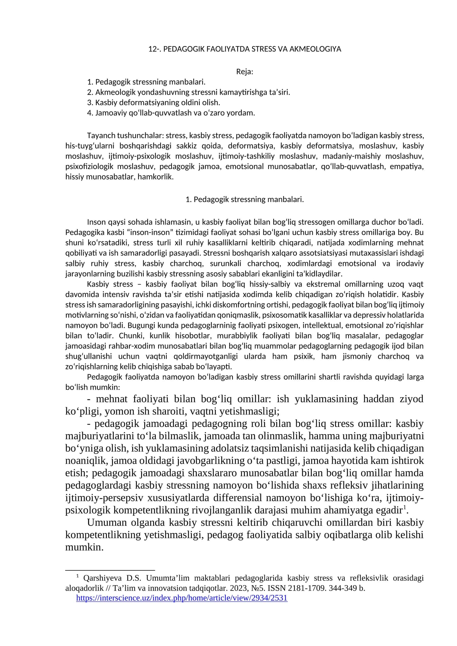 PEDAGOGIK FAOLIYATDA STRESS VA AKMEOLOGIYA 1