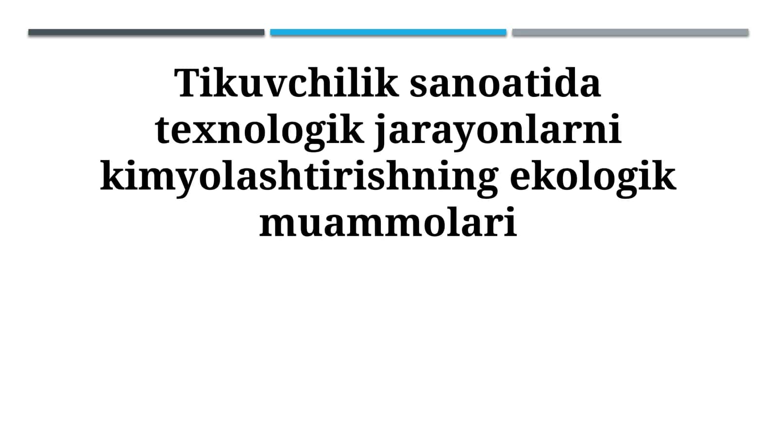 Tikuvchilik sanoatida texnologik jarayonlarni kimyolashtirishning ekologik muammolari 1