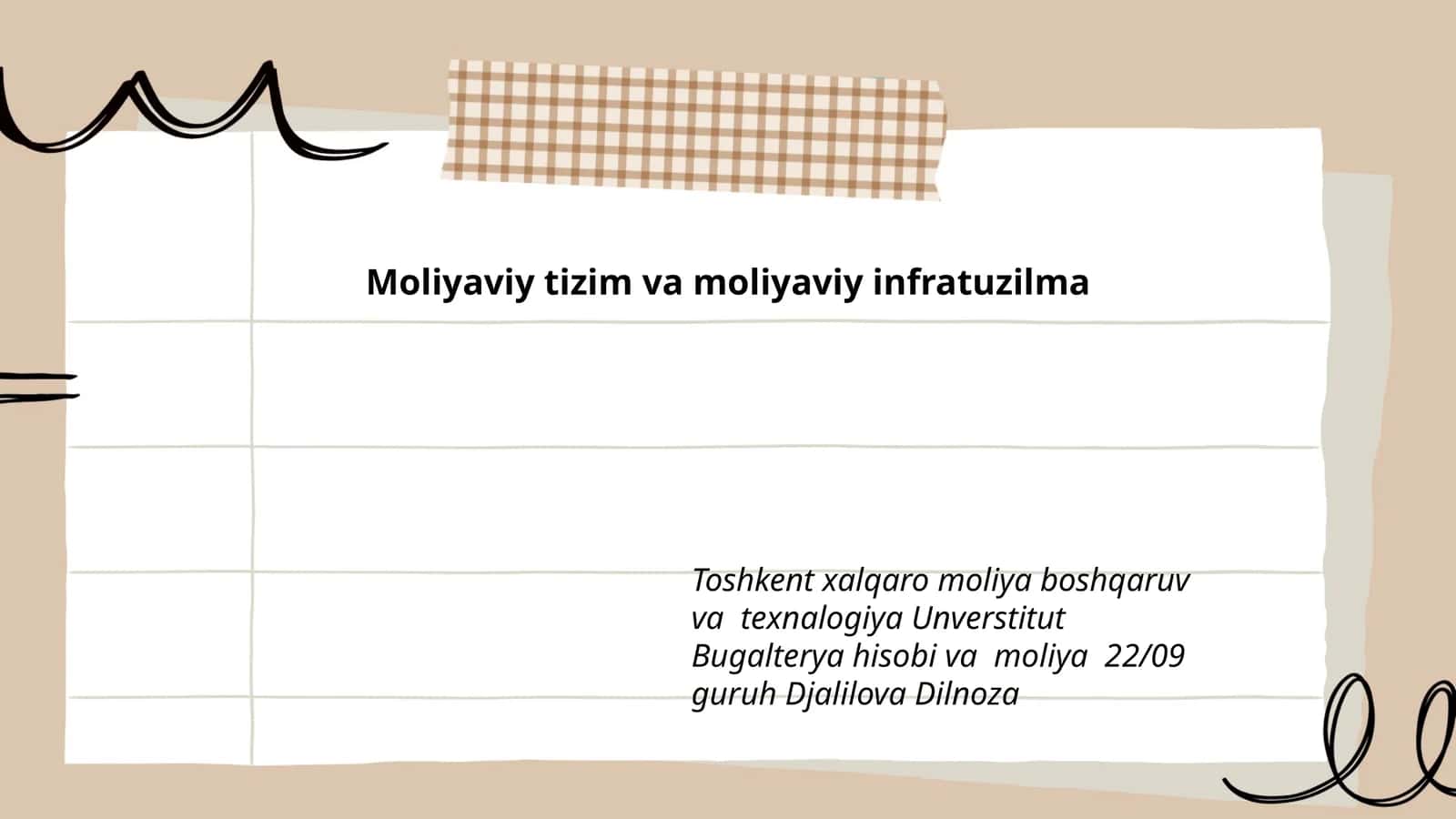 Moliyaviy tizim va moliyaviy infratuzilma 1