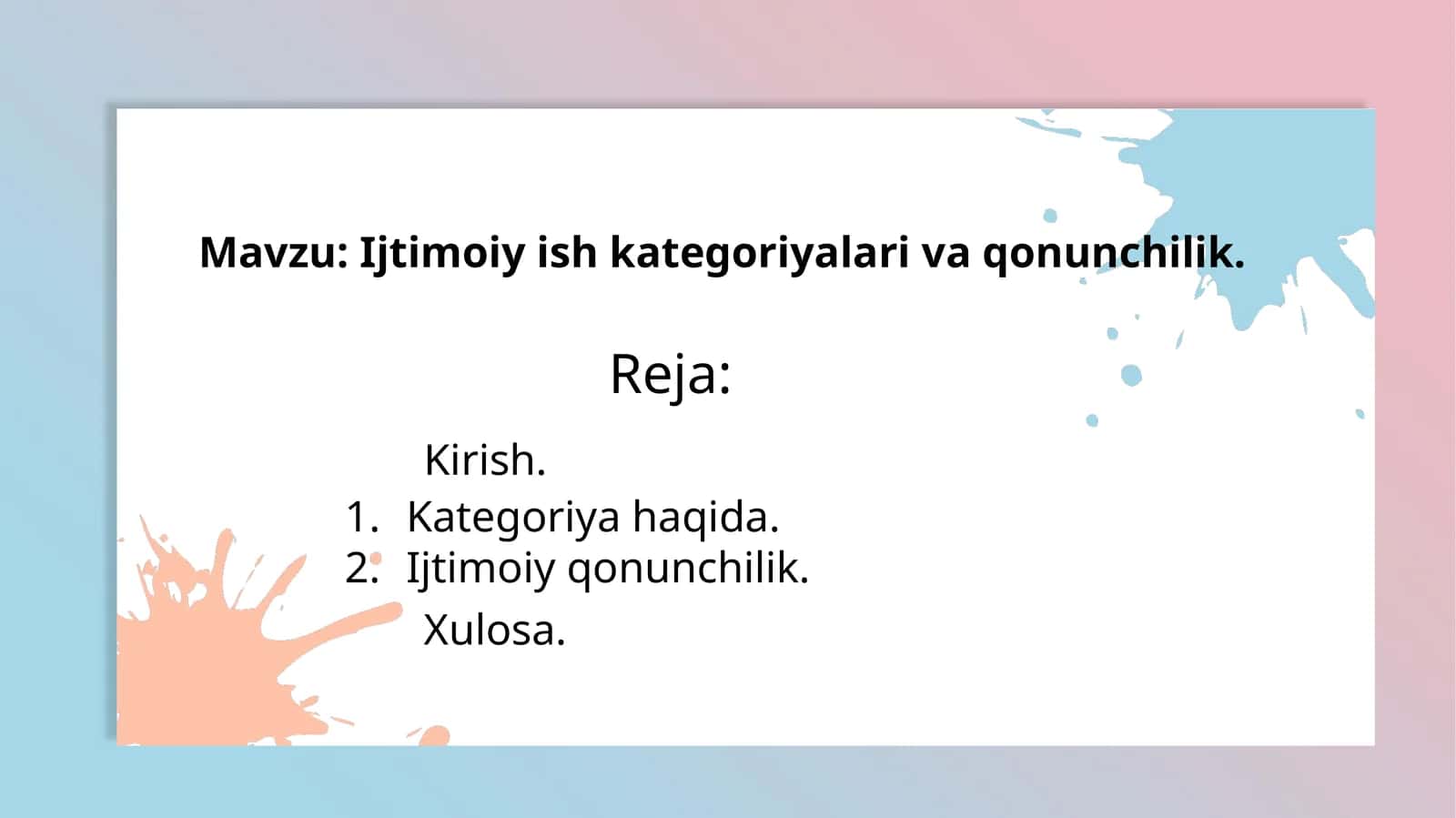 Ijtimoiy ish kategoriyalari va qonunchilik 1