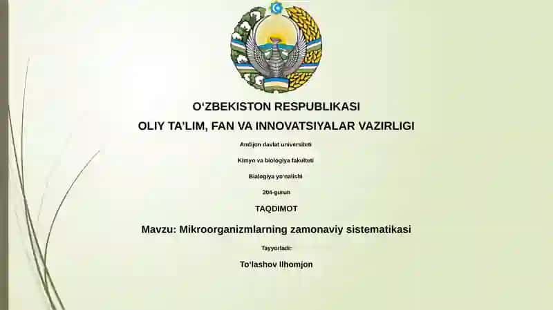 Mikroorganizmlarning zamonaviy sistematikasi