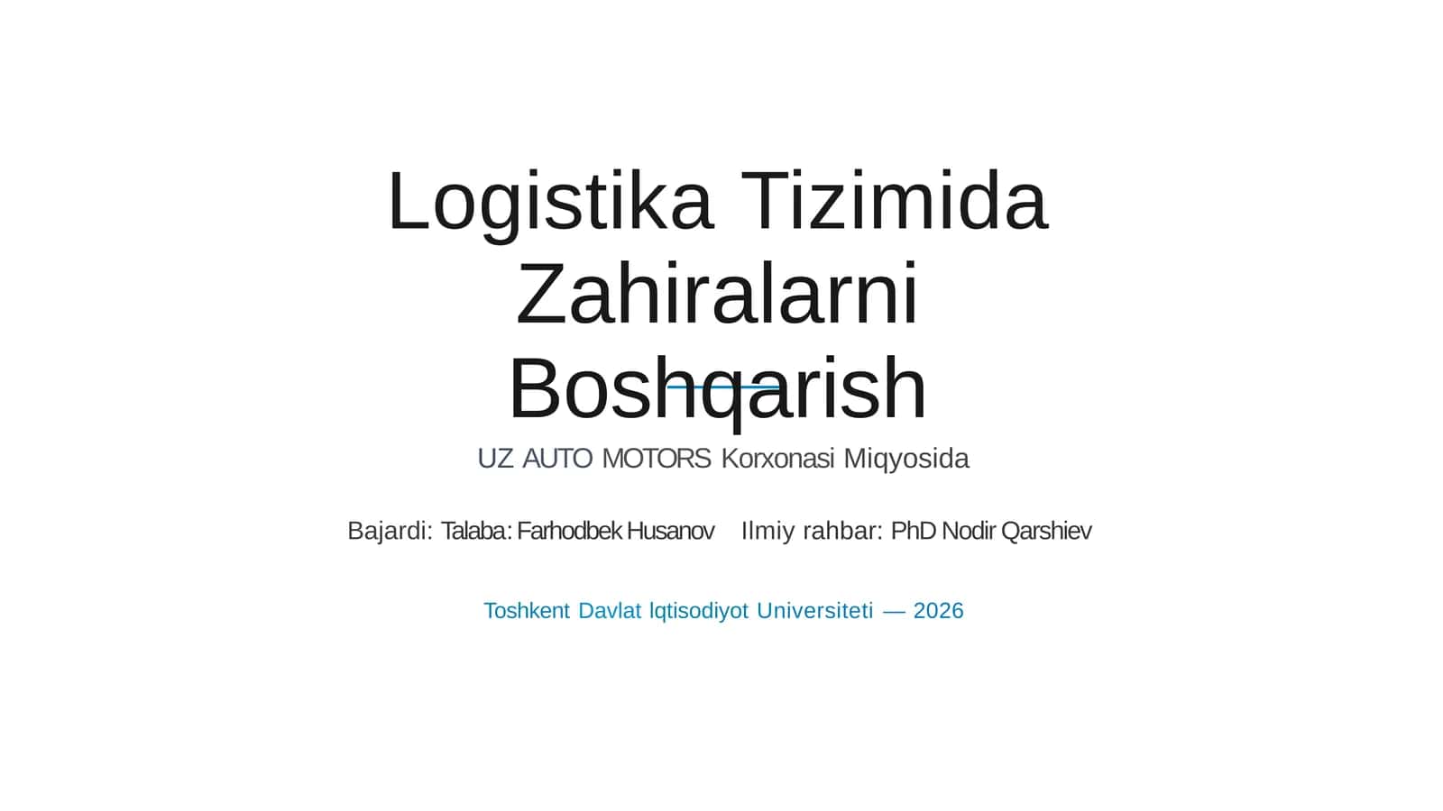 Zahiralarni Boshqarish 1