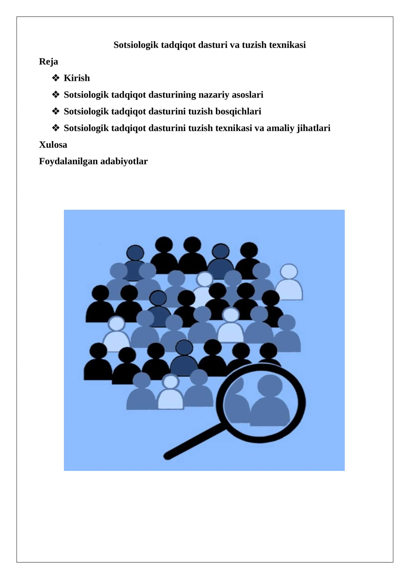 Sotsiologik tadqiqot dasturi va tuzish texnikasi 1