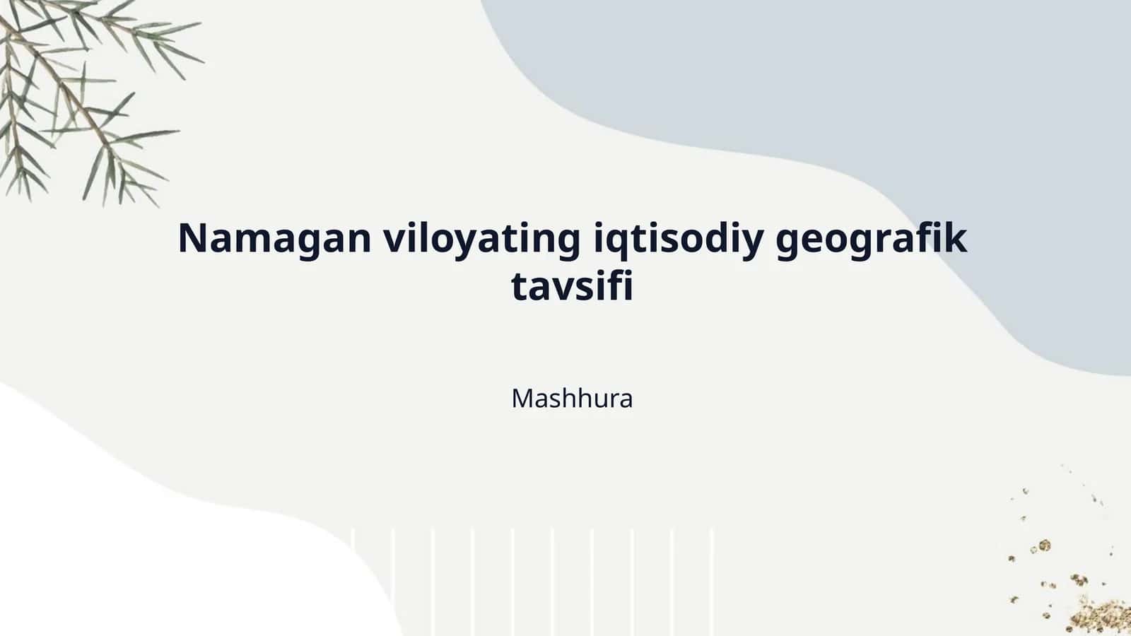 Namagan viloyating iqtisodiy geografik tavsifi 1