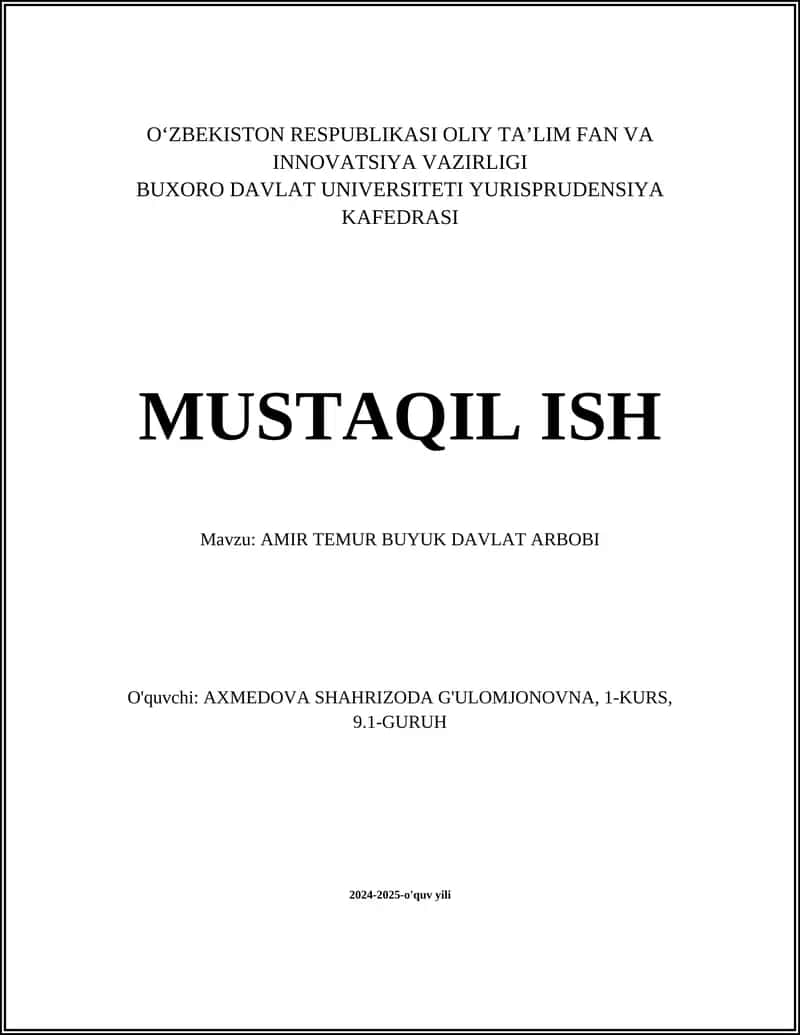 AMIR TEMUR BUYUK DAVLAT ARBOBI 1