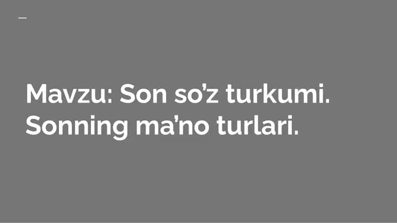 Son so’z turkumi. Sonning ma’no turlari 1