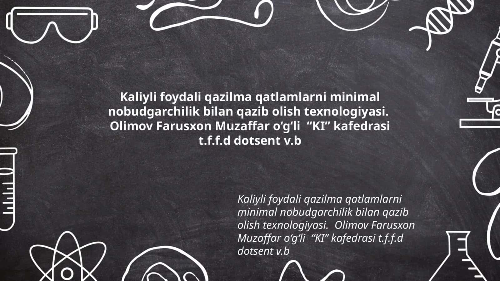 Kaliyli foydali qazilma qatlamlarni minimal nobudgarchilik bilan qazib olish texnologiyasi 1