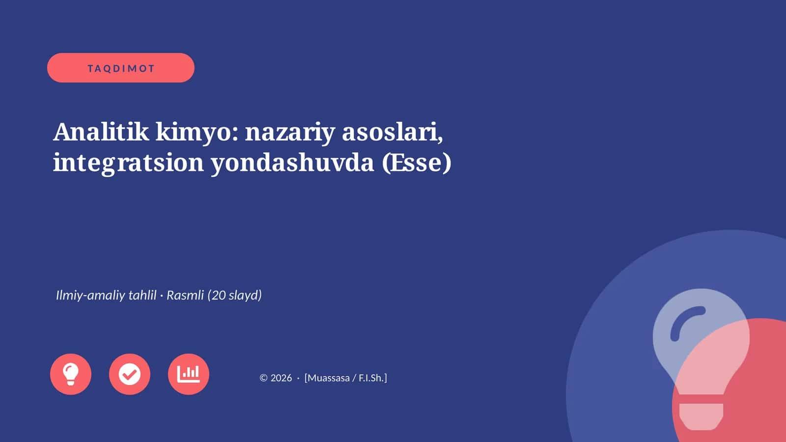 Analitik kimyo: nazariy asoslari, integratsion yondashuvda (Esse) 1