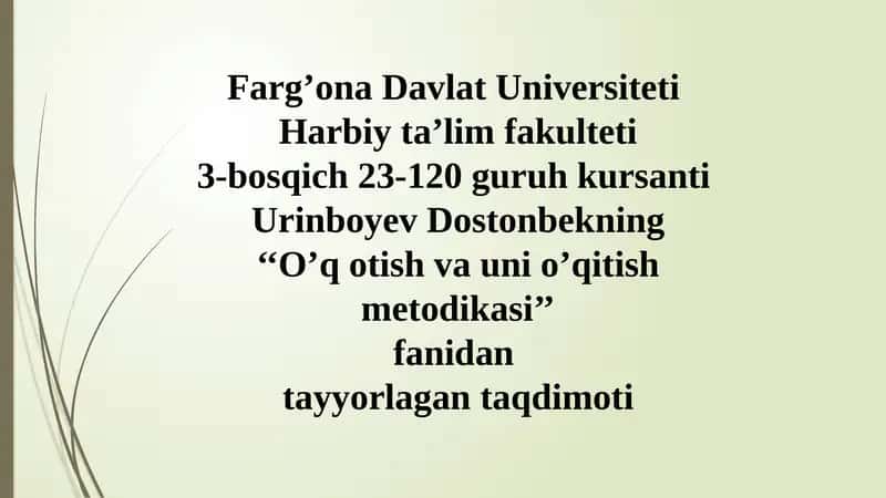 O'q otish va uni o'qitish metodikasi 1