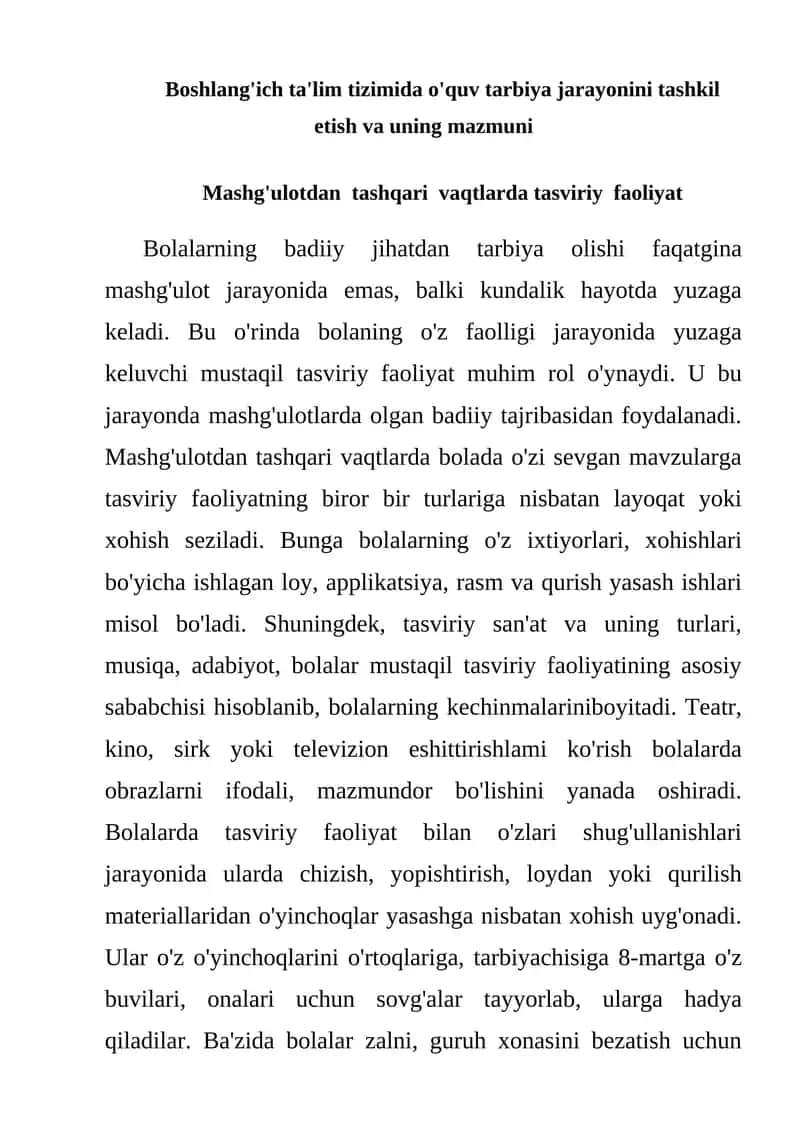 Bolalarda Tasviriy Faoliyatning Rolini Oshirish 1