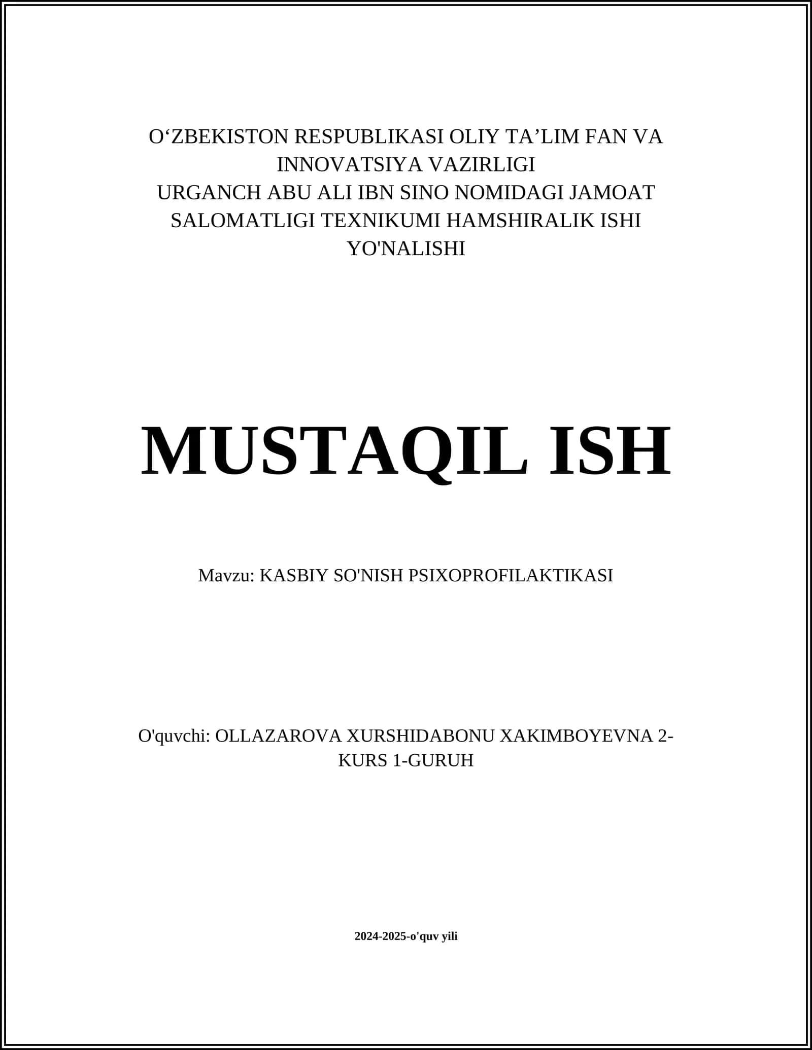 KASBIY SO'NISH PSIXOPROFILAKTIKASI 1