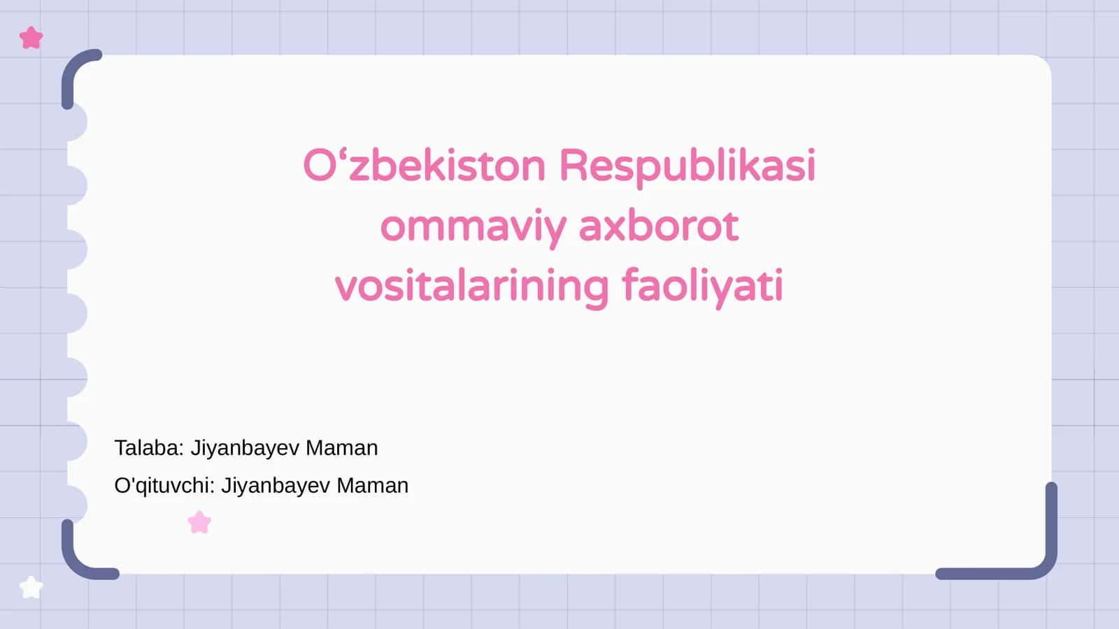 O‘zbekiston Respublikasi ommaviy axborot vositalarining faoliyati 1