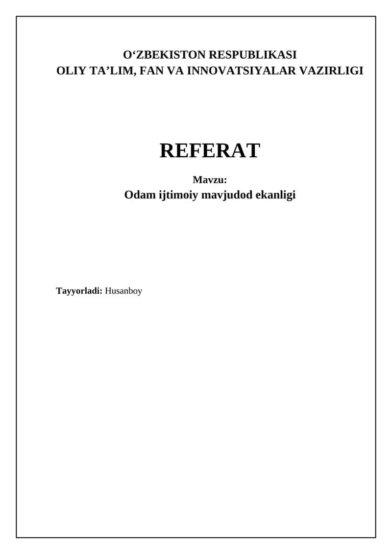 Odam ijtimoiy mavjudod ekanligi 1