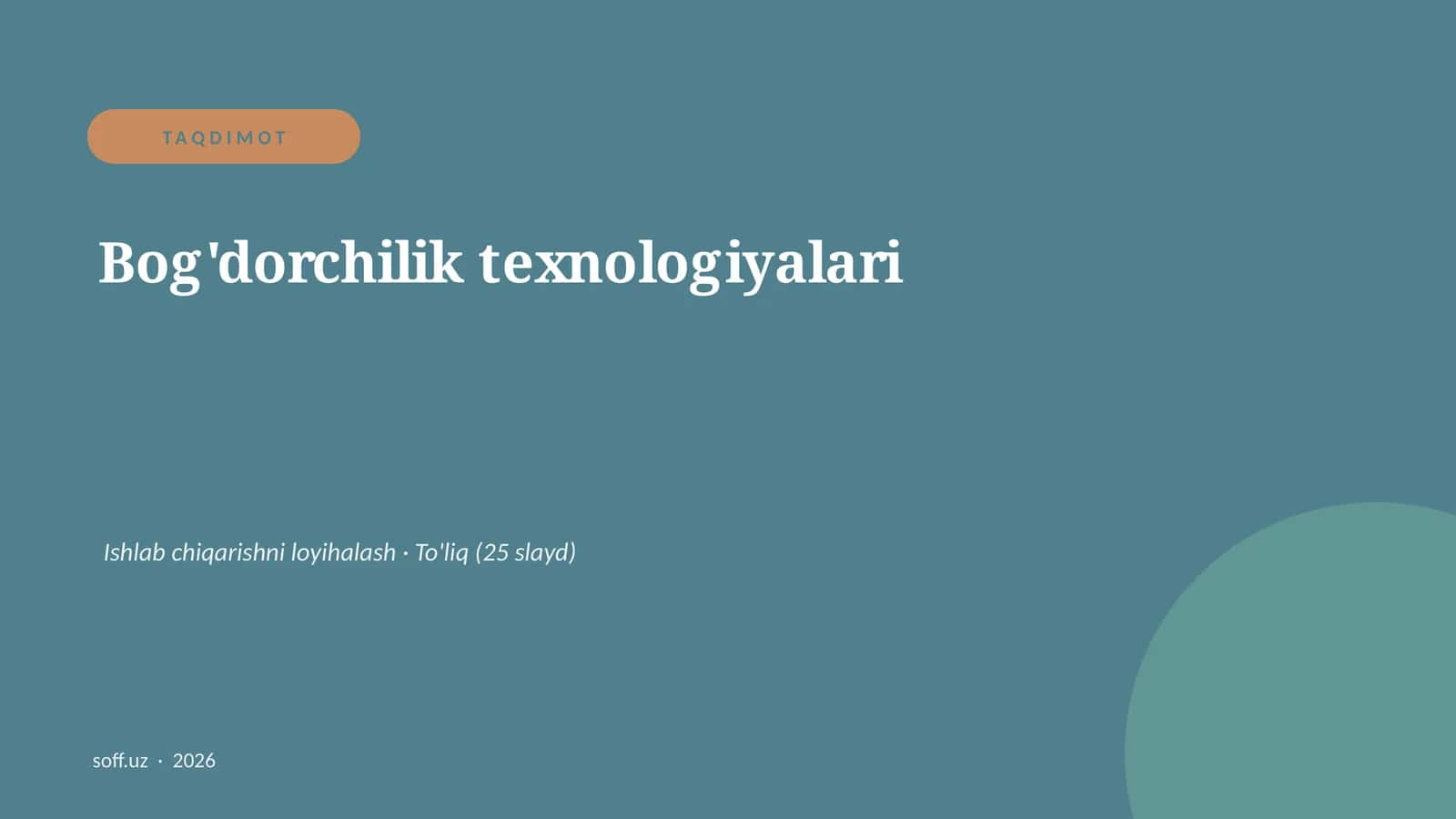 Bog'dorchilik texnologiyalari 1