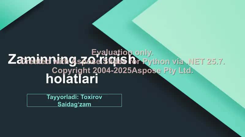 Zaminning zo'riqish holatlari 1