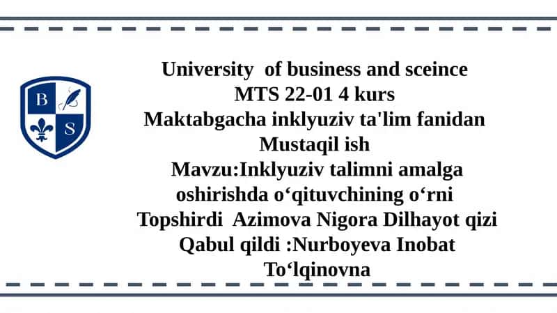 Inklyuziv talimni amalga oshirishda oʻqituvchining oʻrni 1