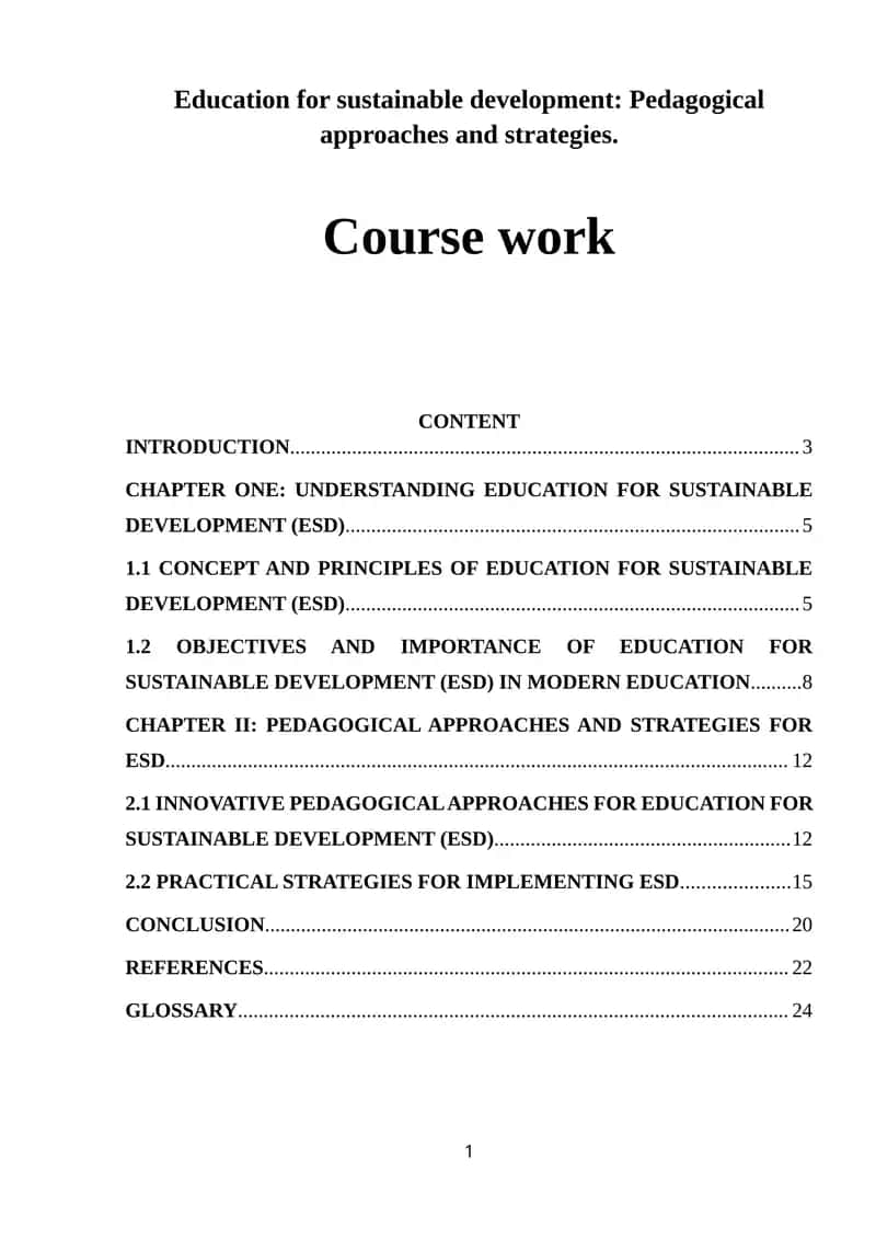 Education for Sustainable Development: Pedagogical approaches and strategies