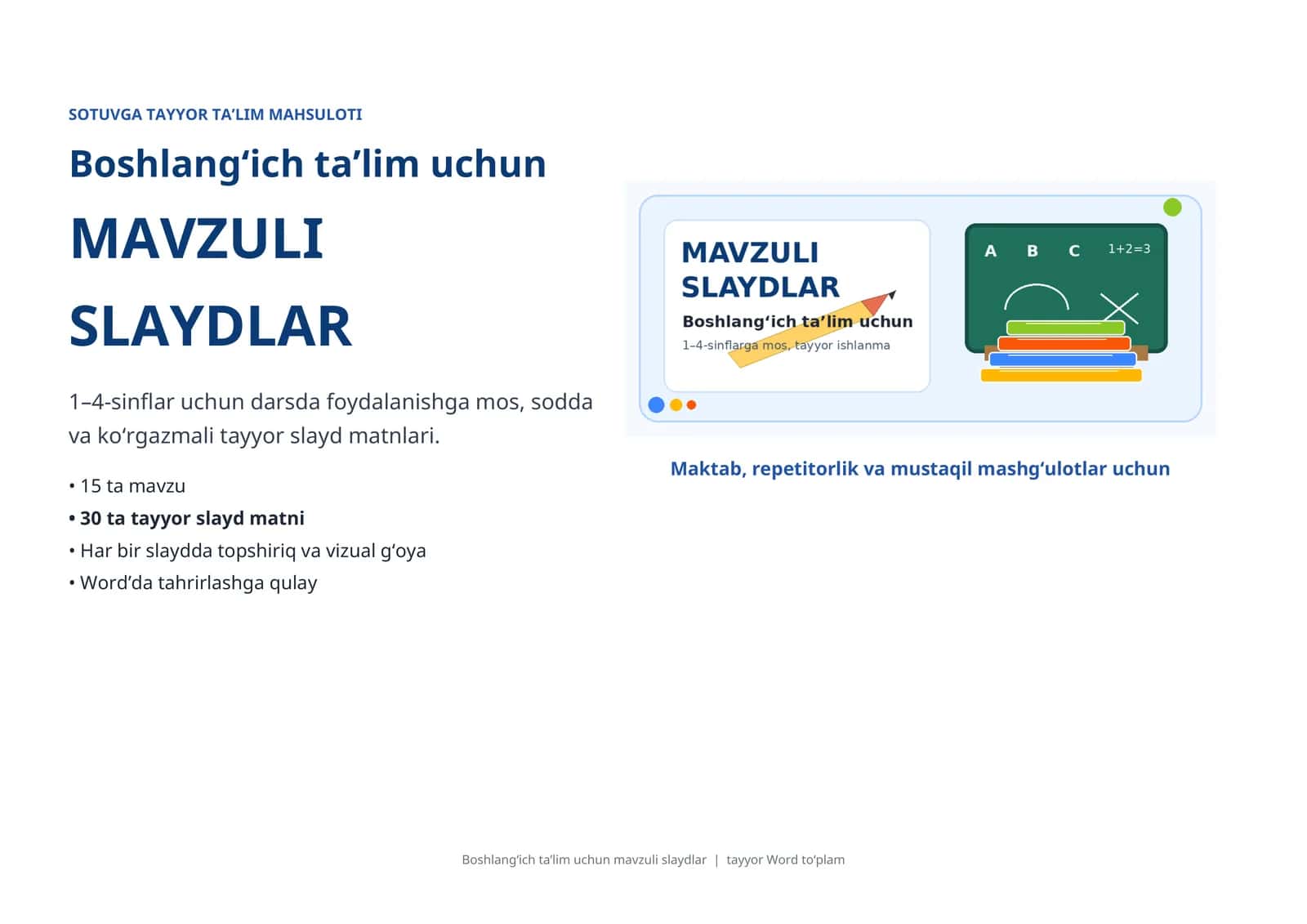 Boshlang‘ich ta’lim uchun MAVZULI SLAYDLAR 1