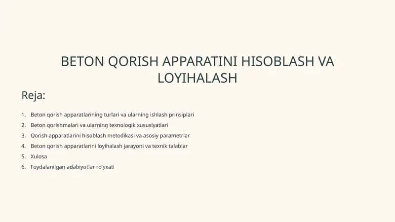 Beton qorish apparatini hisoblash va loyihalash 1
