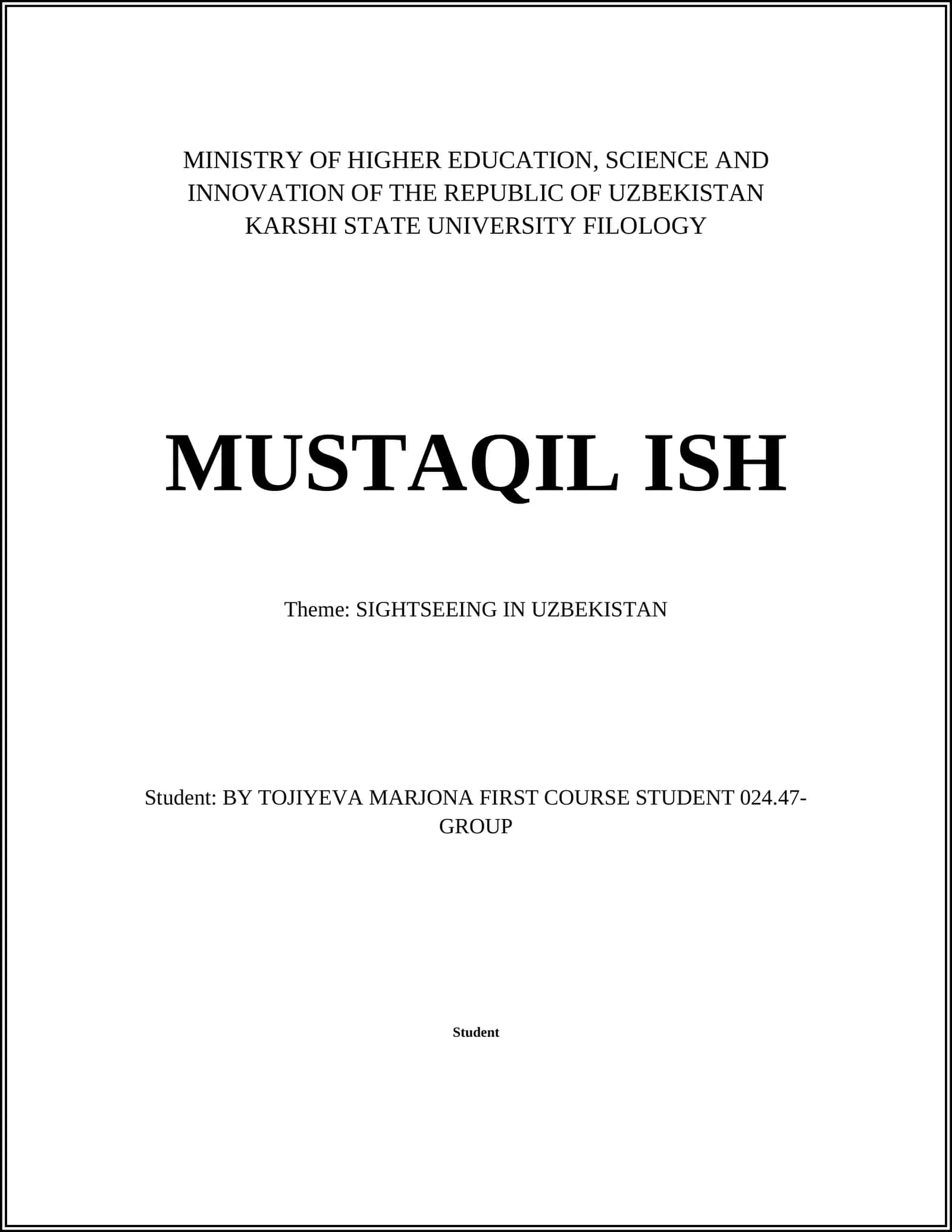 SIGHTSEEING IN UZBEKISTAN 1