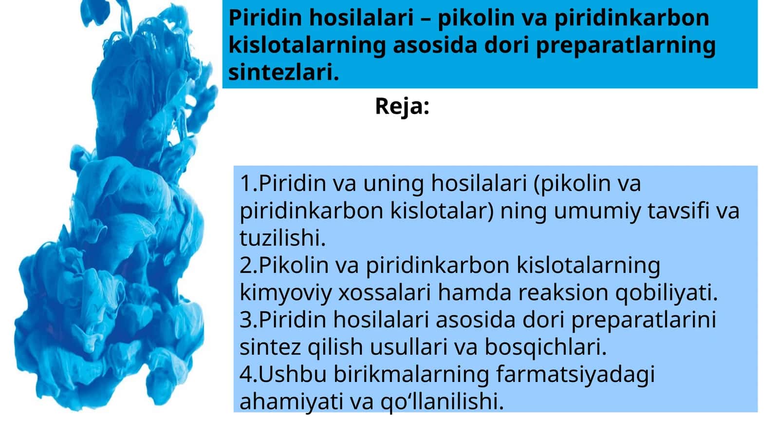 Piridinhosilalari–pikolinvapiridinkarbonkislotalarningasosidadoripreparatlarningsintezlari 1