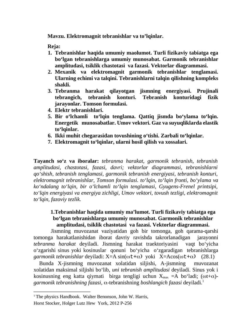 Elеktromаgnit tеbrаnishlаr va to’lqinlar 1