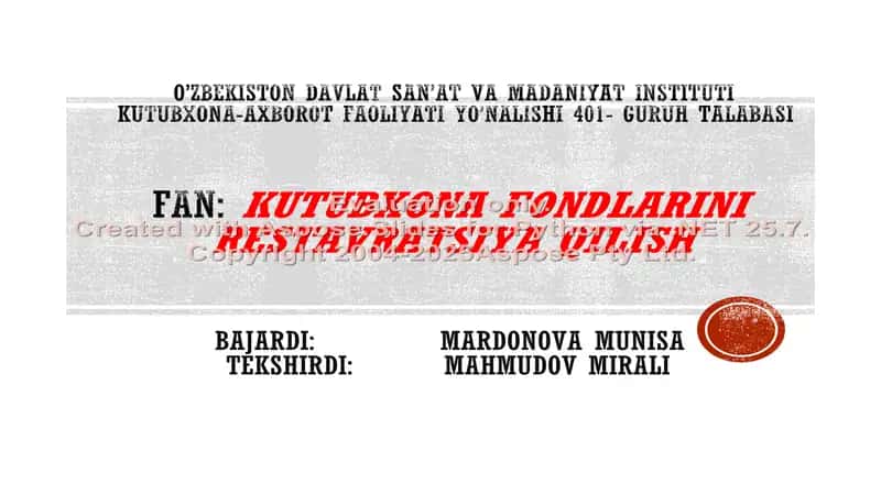 Biologik shikastlangan qo’lyozma va nodir kitoblarni tadqiq qilish 1