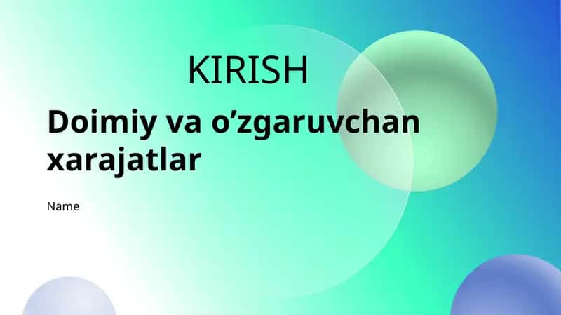 Xarajat tushunchasi 1