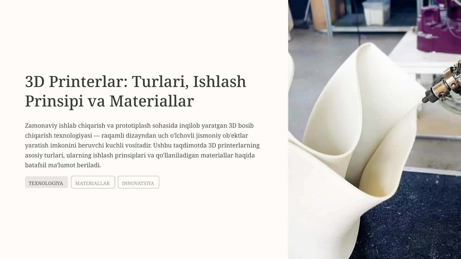 3D Printerlar: Turlari, Ishlash Prinsipi va Materiallar 1