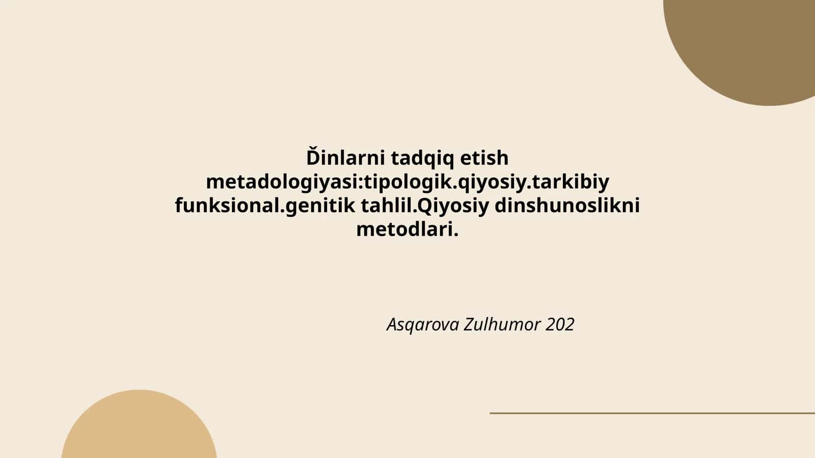 Dinlarni tadqiq etish metodologiyasi 1