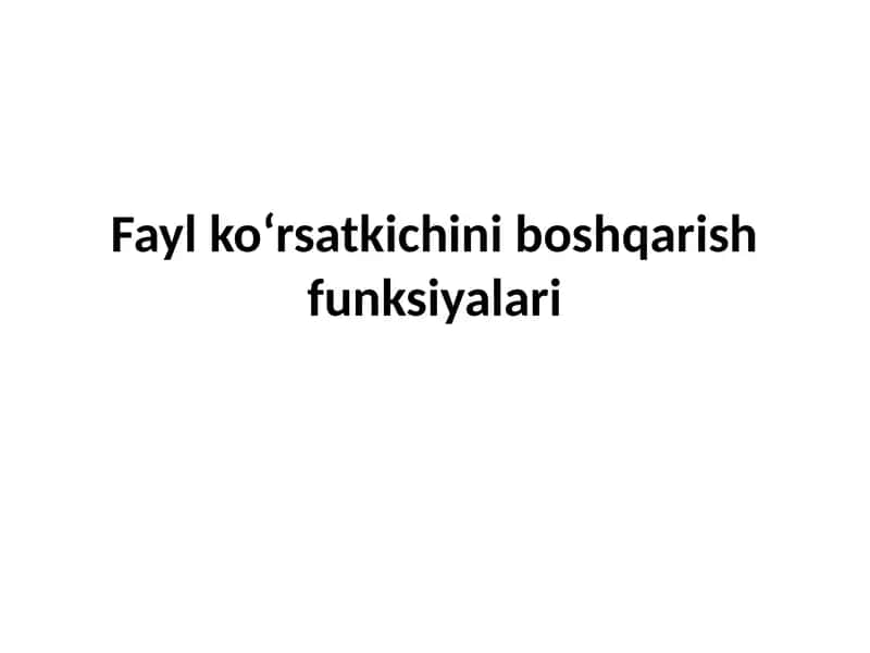 Fayl ko‘rsatkichini boshqarish funksiyalari 1