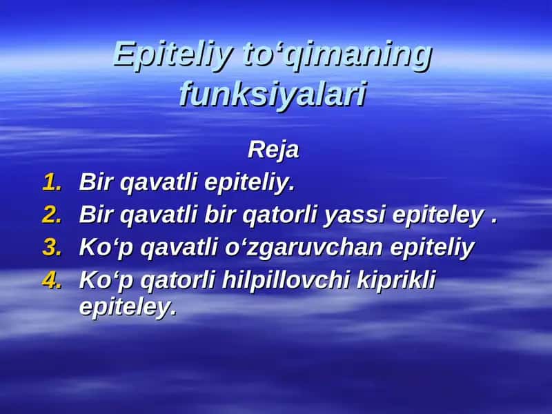 Epiteliy toʻqimaning funksiyalari 1