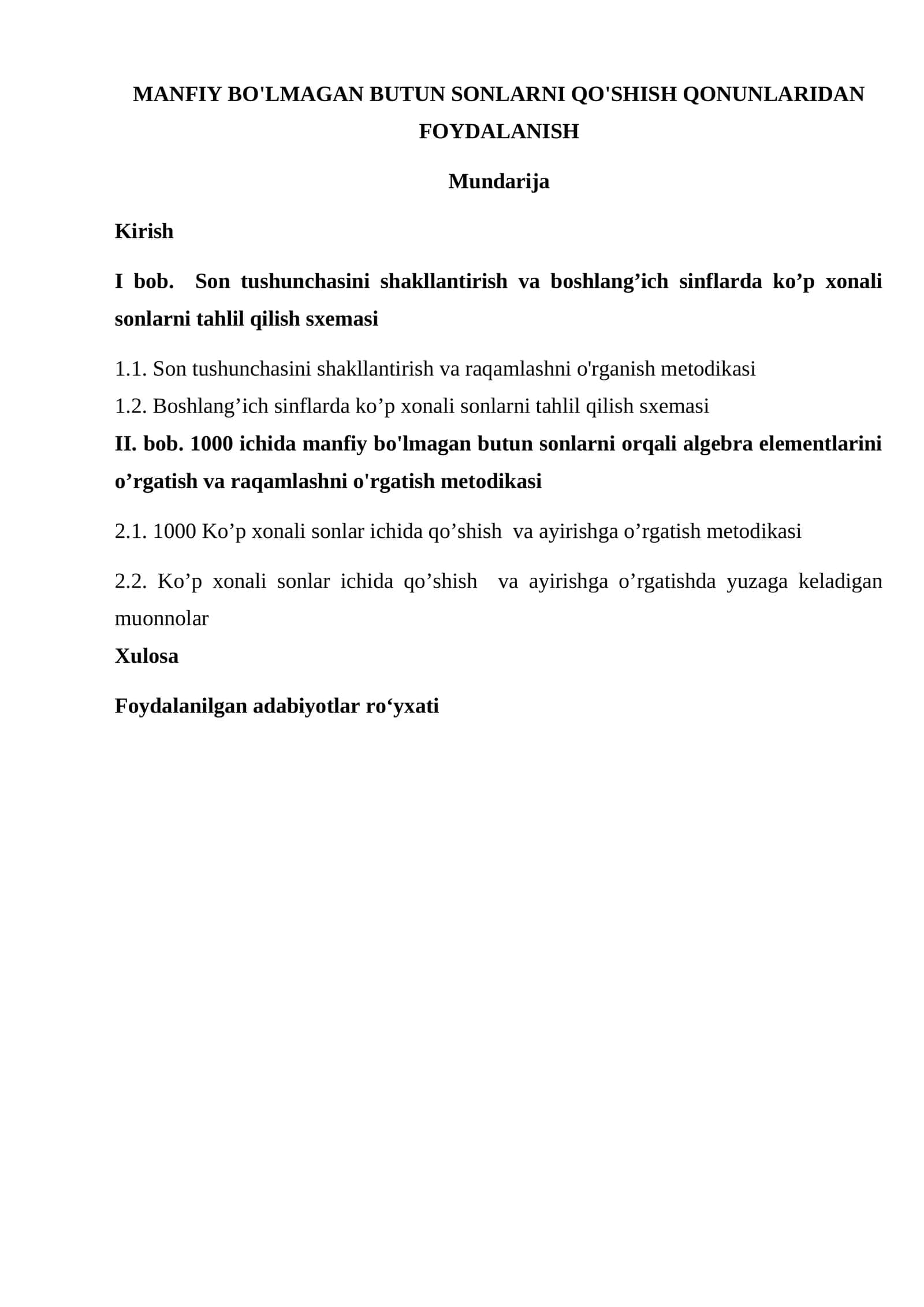 Manfiy bo'lmagan butun sonlarni qo'shish qonunlaridan foydalanish 1