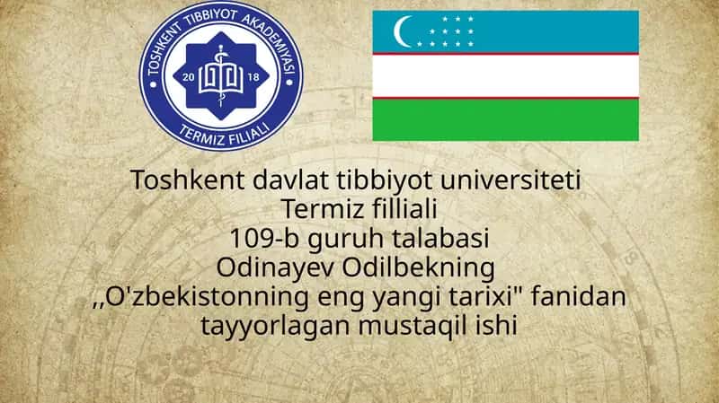 Tibbiyot talabalari uchun tarix fanidan 30slaydli mustaqil ish 1